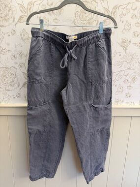 C&C California Washed Slate Drawstring Cropped Cargo Pants